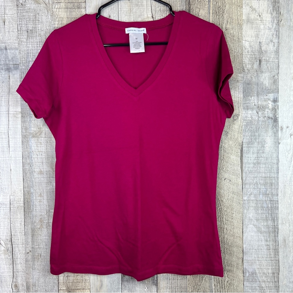 Casual Gear Size Medium Sleepwear Short Sleeve V-Neck Top